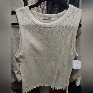 Dex Beige Textured Tank Top